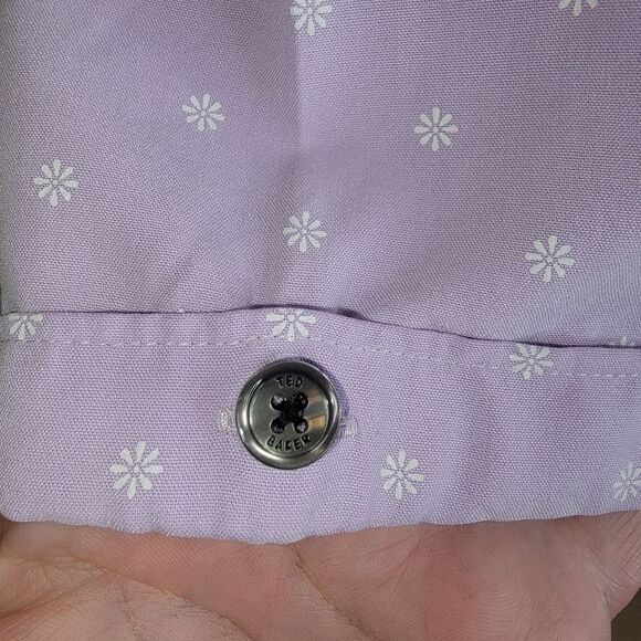 Ted Baker London lavender button-up short sleeve top shirt 5 (xl) - Picture 4 of 8